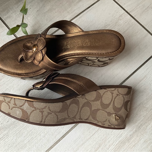 Coach Shoes - Coach Women's Metallic Bronze Wedge Sandals